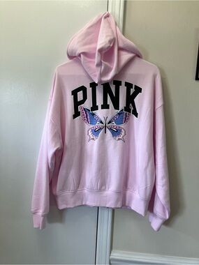 Victorias Secret PINK Full Zip-Up Hoodie butterfly 🦋 decal on back